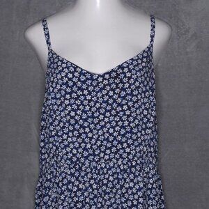 Old Navy Blue Daisy Print Sundress XXL Adjustable Straps Back Smocked Midi